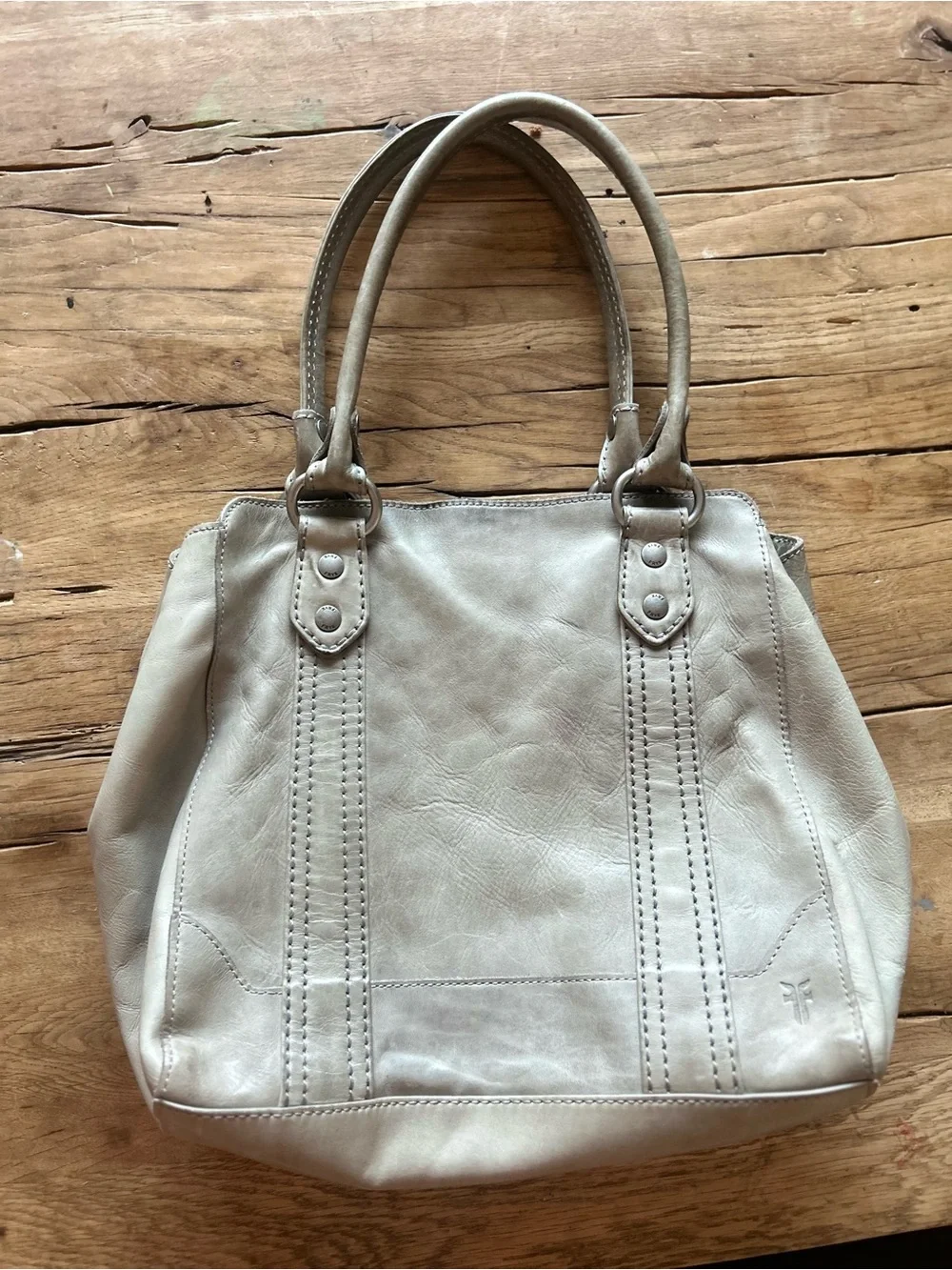 FRYE Melissa ICE purse leather Leather Tote Handbag Gray - Women's Carryall bag